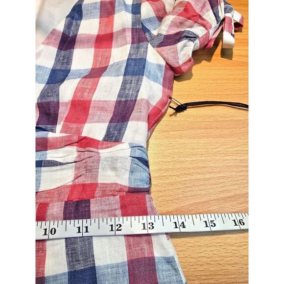 Revolve Privacy Please Dress Sz XS Emilia Mini Linen Plaid Cottagecore Patriotic - Picture 5 of 12
